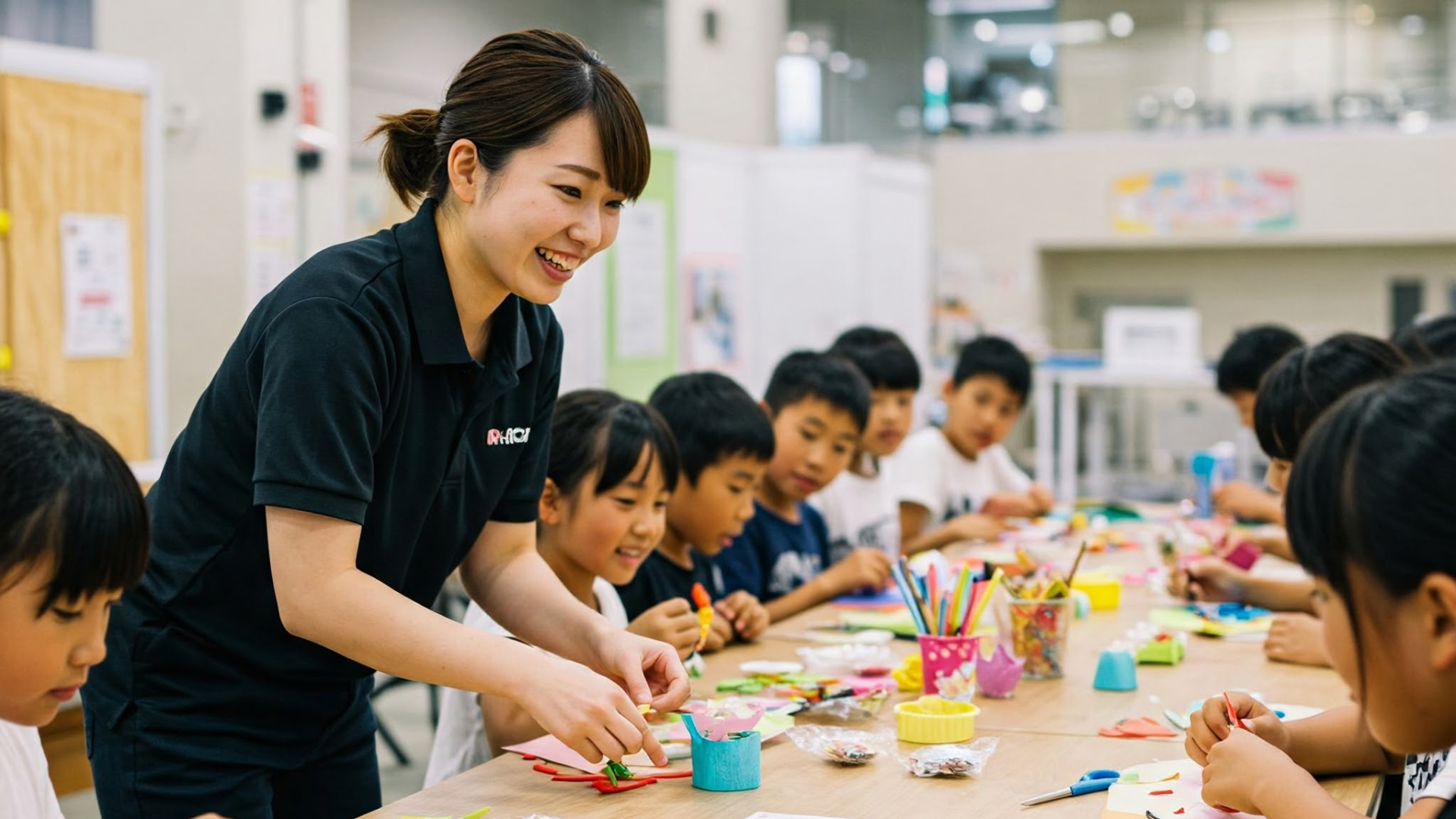 イベント会場で景品を楽しむ子どもたちの風景