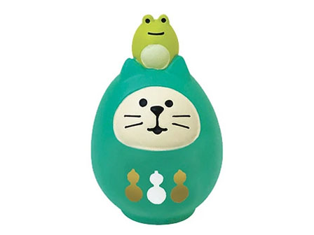 concombre　開運カラー猫だるま・緑の画像