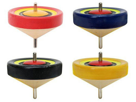 レトロ 木製 鉄芯こま ひも付き 【色選べません】|【堀商店】景品