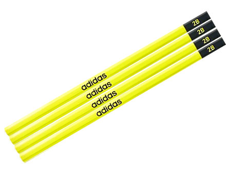 スポーツ文具 adidas かきかた鉛筆六角軸2B 紙箱 黄黒|【堀商店】景品