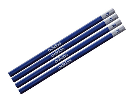 スポーツ文具 adidas かきかた鉛筆六角軸2B 紙箱 紺銀|【堀商店】景品