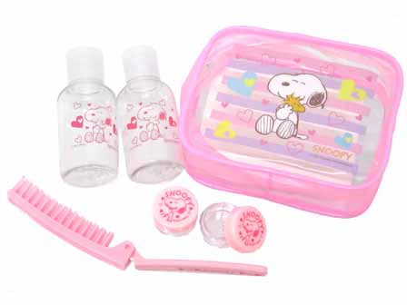 キャラ雑貨 トラベルセット スヌーピー A：ピンク|【堀商店