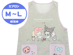 エプロン　マイメロxクロミ　転写脇釦　グレー...のサムネイル画像