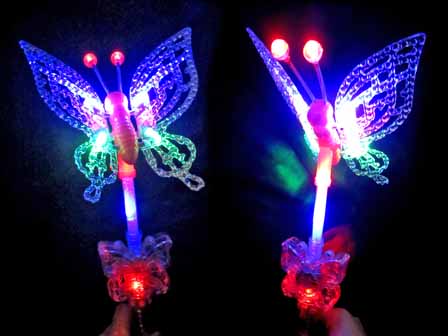 光るおもちゃ 光る音付き 蝶々バトン 大（ピンク）|【堀商店】景品